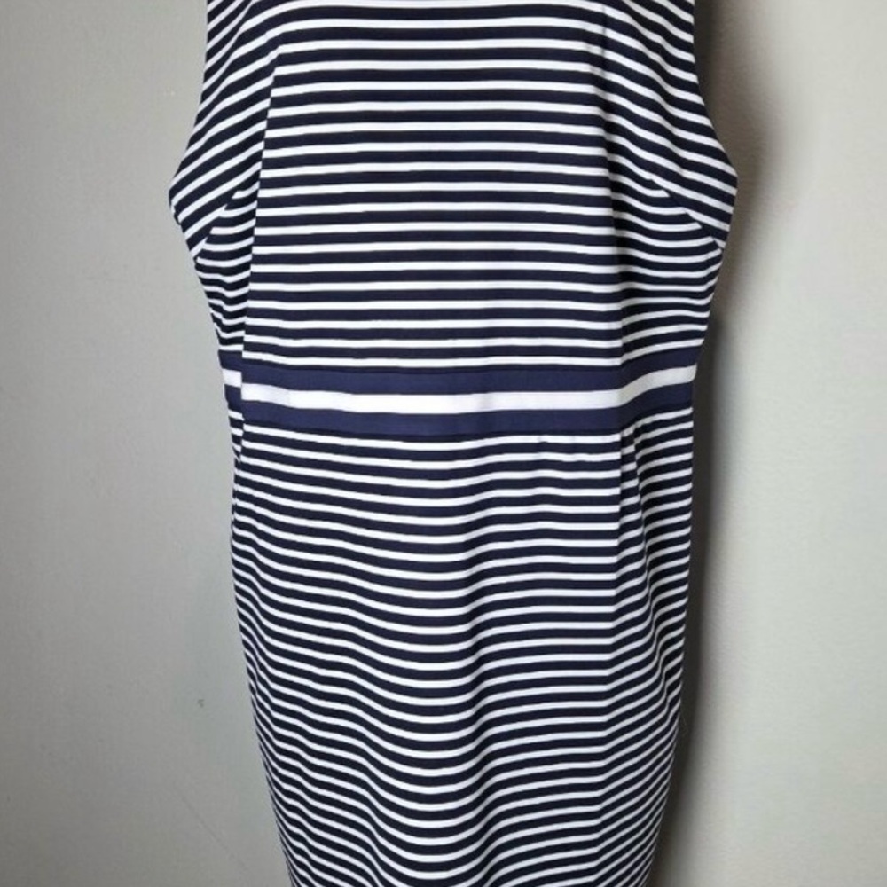Draper James XXL Striped Ponte Sheath Dress Nautical Navy Blue & White Sailor - Picture 2 of 10